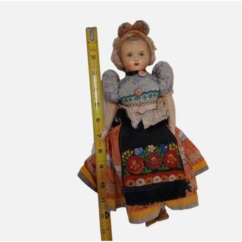Hungarian Doll Mezokovesd MATYO National Costum Leather Shoes Handmade European